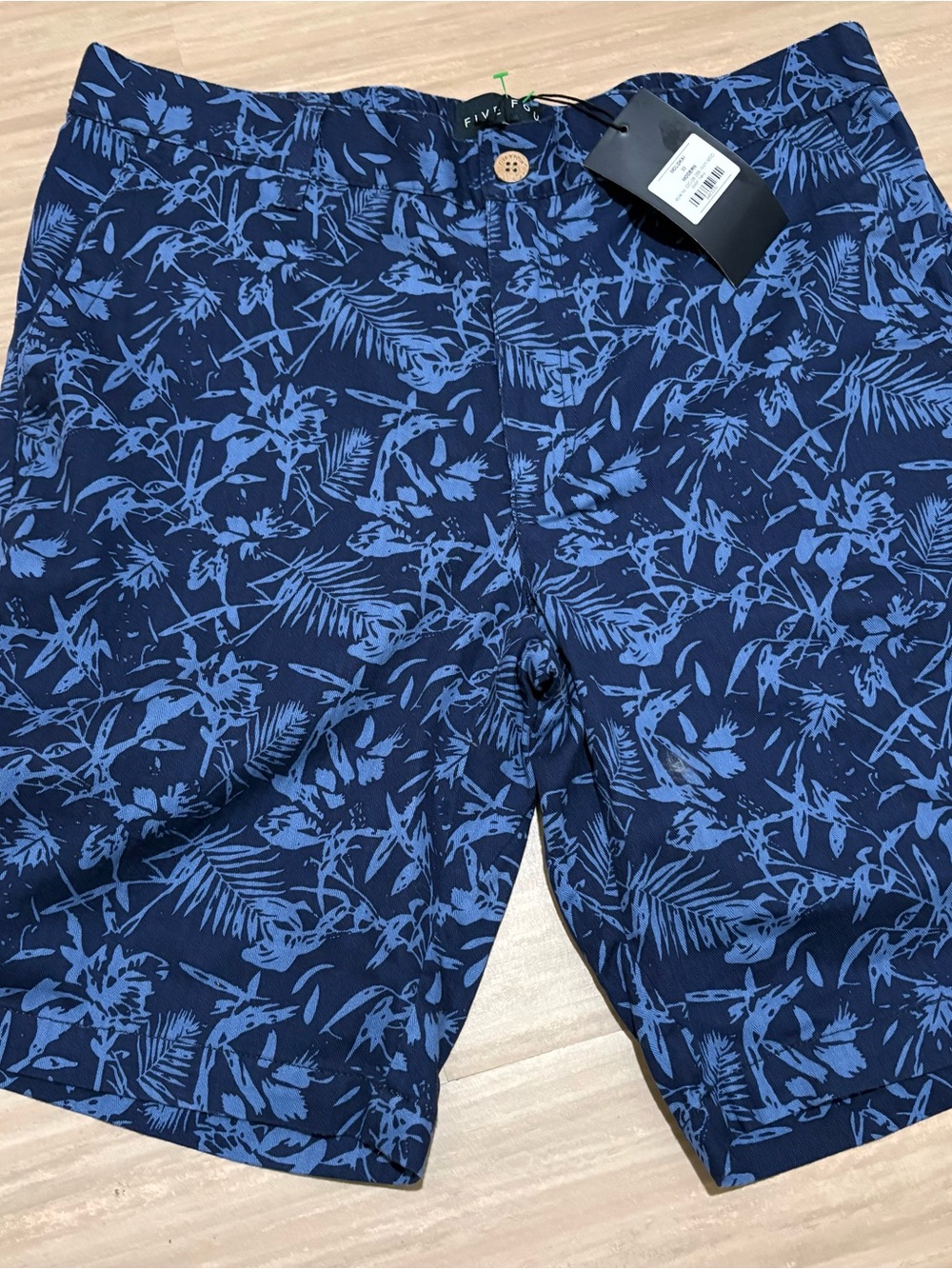 Five Four Navy and Light Blue Tropical Print Shorts